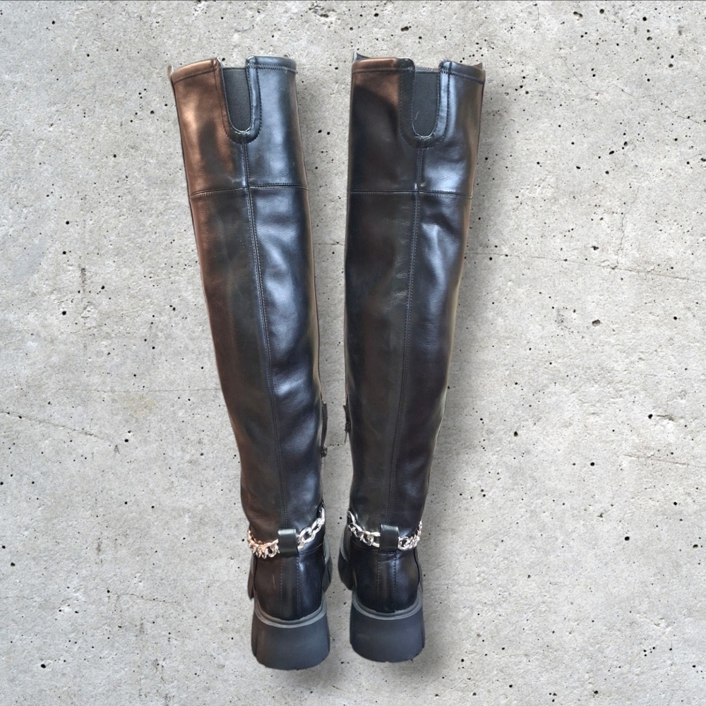 GBG Los Angeles Coen Thigh High With Chain Black Platform Boots Women Size 10 - Picture 8 of 16